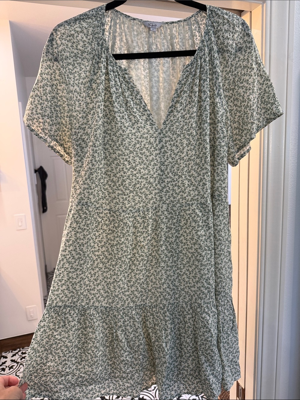 Rails Green Floral V-Neck Mini Dress